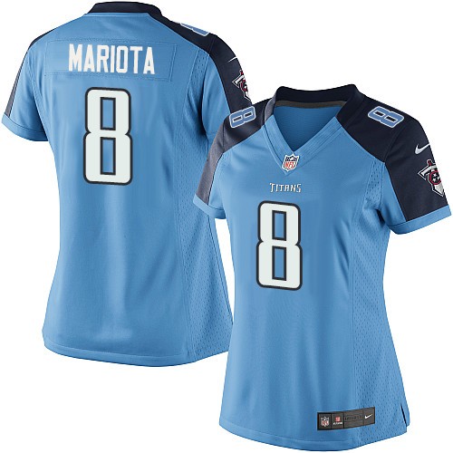 Women's Elite Marcus Mariota Nike Jersey Light Blue Home - #8 NFL Tennessee Titans